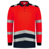 Tricorp Warnschutz Poloshirt Bicolor Longsleeve Fluor Red-Ink 